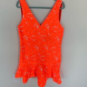 J. Crew Collection dress, size 6, orange embroidered lace fabric.